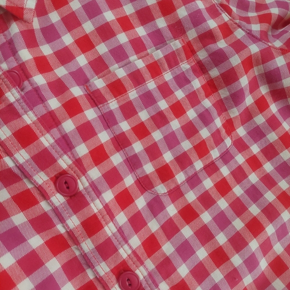 L.L.Bean Red Pink Plaid Fleece Lined Shirt Jacket Size Small - Picture 3 of 11